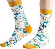 [Doris & Dude] Women Ladies Bamboo Organic Crew Socks 1 Pair Med 3-7 Floral Colourful Soft Durable Sustainable Gift Smooth Toe Breathable