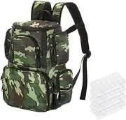 Eacam Fishing Tackle Bag Backpack Fishing Lures Bait Box Storage Bag with 4 Fishing Tackle Boxes