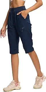 [DEVOROPA] Womens 15" Long Shorts Below The Knee Capri Hiking Cargo Shorts Lightweight Quick Dry Casual Travel