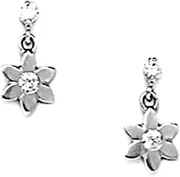 [JewelryWeb] 14k White Gold CZ Simulated Diamond Star Drop Screw Back Earrings 11x6mm Stud Earring for Women