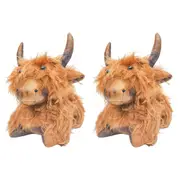 2PK Urban Highland Cow Door Stopper Fabric Home/Room Floor Decor 25x28cm Brown