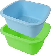 Foot Soaking Bath Basin, Large Size Feet Massager Tub, at Home Spa Pedicure Treatment, 2 Pack Green&Blue