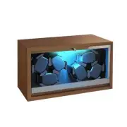 Automatic Watch Winder 6 Slots Shaker Wooden Box Super Quiet Motor Blue LED Case