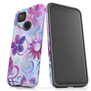 For Google Pixel 4a Case Tough Protective Cover Flower Swirls