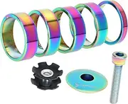 Frediuo 5 Pieces Bike Fork Spacers Bike Headset Washers 1-1/8" Cycling Accessories Screw 5mm 10mm Gasket Bicycle Headset Spacers