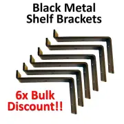 (6) Black Metal Shelf Brackets B - 3 Sizes 6" 8" 10" Farmhouse Rustic Industrial