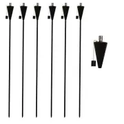 6x Black 1.46m Cone Metal Garden Fire Torches Outdoor Yard Flame Lamp Light