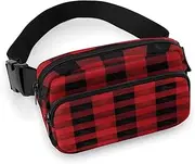 [YTLKGFP] Waist Pack Red Black Buffalo Check Plaid Printed Butt Pack Fanny Pack Hip Bum Bag for Workout Traveling Casual Running Hiking Cycling, Red Black Buffalo Check Plaid, 7.9 X 5.1 in