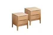 MIUZ 2x Bedside Tables Drawers Side Table Nightstand Storage Cabinet Solid American Oak Wood