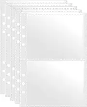 A5 Index Card Sleeves Binder Sheets - 50 Pack | Clear Plastic Refill 2 Pocket Page Protector for Recipe Cards, Photo Cards, Flash Cards | Fits 6-Ring Binder | Organizer and Holder| 3 X 5 Inch