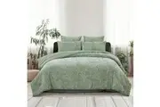 Kiah Pale Olive Textured Clipped Jacquard Quilt Cover Set by Ardor