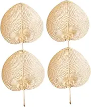 Ciieeo 4Pcs Rustic Hand Woven Bamboo Fans Traditional Handheld Cooling Fans for Summer Decorative Rustic Fans for Home and Outdoor Use