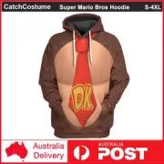Super Mario Bros Donkey Kong Cosplay Hoodie Pullover 3D Hooded Sweatshirt Coat