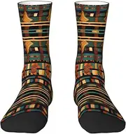 [EdWal] Soft African Classic Weave print Moisture Wicking Socks Sports Socks for Men and Women Warm thermal Boot Hiking Socks