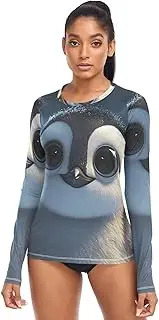 [RPLIFE] Cute Big Eyes Penguin Long Sleeve SPF Fishing Shirt Hiking Clothing Women Summer, Cute penguin with big eyes, X-Small
