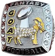 Legacy Rings GOAT Fantasy Football Championship Trophy Ring | Silver and Gold Tone Plated Award for Fantasy Football League Winner Greatest of All Time G.O.A.T, 10, Metal, No Gemstone