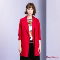 在飛比找momo購物網優惠-【KeyWear 奇威名品】簡約寬鬆歐風長版風衣外套