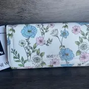 Brand New "Nine West" Multifloral Tri-Fold Wallet White Nice