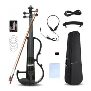 New 4/4 Electric Violin - Silent for Student Practice, Ebony Fittings, Case Bow