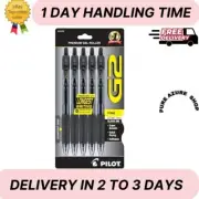 Pilot G2 Premium Gel Roller Pens Fine Point 0.7 mm Black Pack of 5