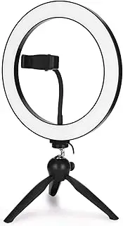 10" Dimmable Selfie Round Light with Phone Clip Adjustable Lamp for Live Broa t Selfie P graphy Video with Tripod Black One Size