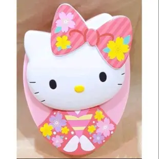 牛牛ㄉ媽*日本進口正版商品㊣HELLO KITTY梳子 凱蒂貓按摩梳 隨身梳 蛋形和服橘粉色款掌上型隨身梳