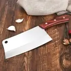 Full Tang Cleaver Knife Stainless Steel Wood Handle Chef Butcher Slicing Beef 8"