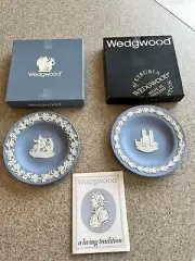 Jasperware Wedgwood Blue And Cream (2 Plates)