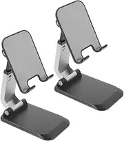 KALLORY 2pcs Adjustable Phone Stand for Tabletop Use Foldable Cell Phone Holder Tablet Support Rack Portable Design for Home Office Durable Construction