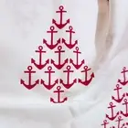 Merry Mistletoe Nautical Coastal Christmas Anchors Red/White Queen Sheet Set