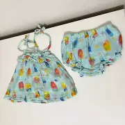 Angel Dear Organic Muslin Ruffle Top & Bloomers Set Popsicles 18-24 Months NWT