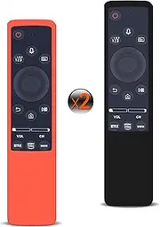 [2 Pack] Silicone Protective Case for Samsung Voice TV Remote Glow in The Dark, Remote Cover for Samsung Smart TV Remote (Red+Black)