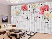 Red Petals Fluttering 3D Curtains Blockout Photo Printing Curtains Drape Fabric
