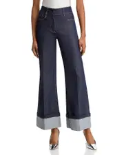 Generation Love Raquelita Sheen High Rise Wide Leg Jeans in Dark Denim Blue