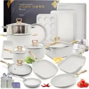 23 Pcs Pots and Pans Set Non Stick - Induction Compatible Kitchen Cookware Se...