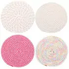 4 Pcs 7 Inch Plant Coasters Mat Pot Holders Pads Stripe Color Set