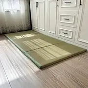 Foldable Tatami Mattress Mat Rectangle Japanese Traditional Floor Straw Mat for Yoga Sleeping Tatami on The Flooring (100x200x3.5cm)