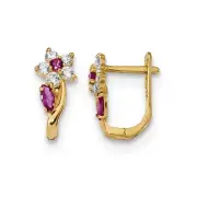 Madi K Kid's Earrings 14k Red and Clear Cubic Zirconia Flower, 12 mm