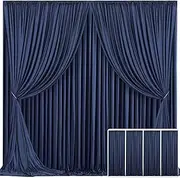 Tao-Ge 4 Panels Navy Blue Backdrop Curtain for Parties Wrinkle Free Photo Curtains Backdrop Drapes Fabric Decoration for Wedding Birthday Party Baby Shower 20ft(W) x 10ft(H), (ZCP042405)