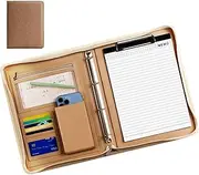 Leather Padfolio for Men, Travel Organizer Pouch, Leather Padfolio for Women, Zippered Padfolio, Folio Folder Organizer, Padfolio with A4 Notepad, Binder Padfolio for Adults, Leather