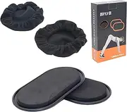 Exercise Sliders Discs, 2 Pack Dual Sided Oval Shape Floors Sport Core Sliders with Covers, Yoga Fitness Training Gliding Equipment (Black)