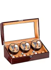 Watch Winder for 6 Automatic Watches with 7 Storage Spaces Watch Pillows Wooden