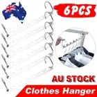 6PCS Clothes Hanger Trouser Skirts Pants Clothing Metal Clips Coats Hanger Hooks