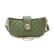 PU Leather Chain Crossbody Handbag Fashion Lattice Pattern Women Shoulder Bags Popular Simple Female Daily Bag