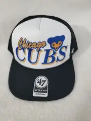 MLB CHICAGO CUBS '47 CREEDS FOAM TRUCKER SNAPBACK HAT MENS BLACK WHITE NEW