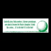 "CINDERELLA STORY" Carl Spackler CADDYSHACK BUMPER STICKER golfing Bill Murray