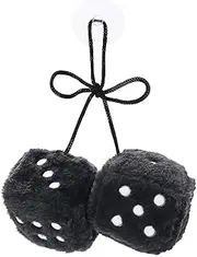 ECSiNG Car Hanging Furry Dice Soft Dice Ornament with Suction Cup Hanging Decoration Hanging Dice Pendant with Dots for Car Interior Home Office 6cm Black