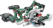 Bosch Home & Garden 18V 4 Piece Combo Kit: Brushless Hammer/Drill Driver, Impact Driver, Circular Saw, Angle Grinder, 2.5Ah Battery, 4.0Ah Battery and 3.0Ah Fast Charger