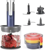 [GATGOODS] 4 in 1 Food Processor, Rechargeable Vegetable Chopper, 4-Cup(32oz) Grinder Cup, 3 Auxiliary Cups, Portable Electric Food Chopper, Kitchen Cooking Gadget