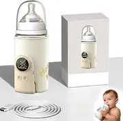 Portable Baby Bottle Warmer, 8000 mAh Wireless Milk Warmer with Intelligent Temperature Control, 6 Adjustable Temperatures, Portable Baby Bottle Warmer Travel, LCD Display